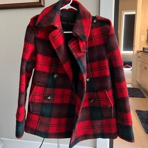 Betsey Johnson red plaid coat size 2
